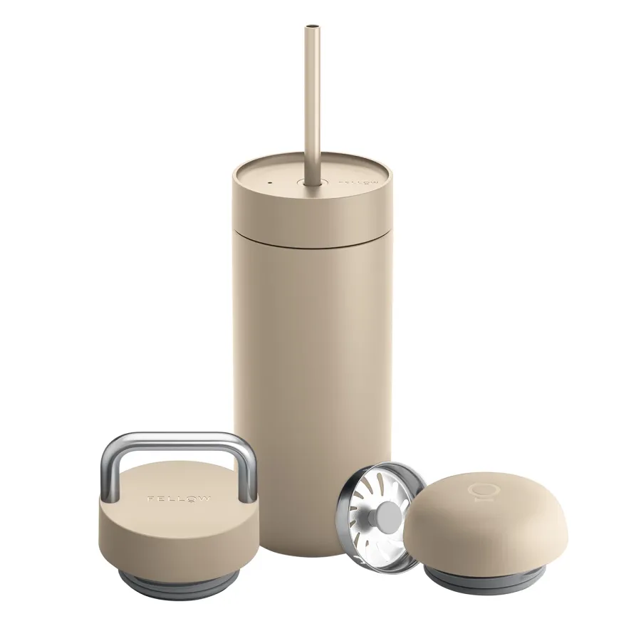 obrazek 1 Fellow - Carter Move Mug 3 w 1 - Kubek termiczny + 3 nakrętki - Piaskowy 473 ml FELLOW