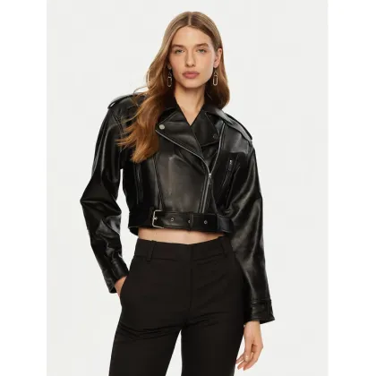 Zdjęcie ACCESS FASHION Kurtka skórzana 44-9301 Czarny Regular Fit