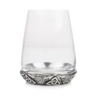 Zdjęcie Szklanka do napoju z podstawą z pewteru zdobiona motywem górskiej krowy – niezapomniany prezent