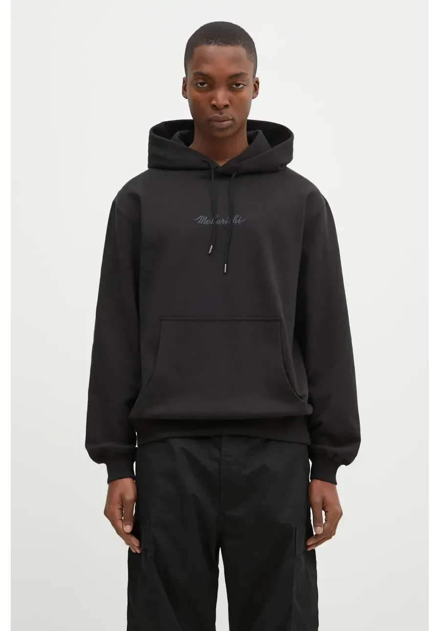 obrazek 1 Maharishi bluza bawełniana Maharishi Organic Hooded Sweat męska kolor czarny z kapturem z aplikacją 4622.BLACK