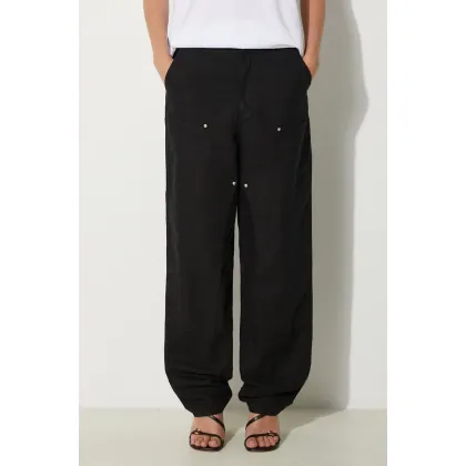 Zdjęcie Carhartt WIP spodnie z domieszką lnu Ethel Double Knee Pant kolor czarny szerokie high waist I033573.8902
