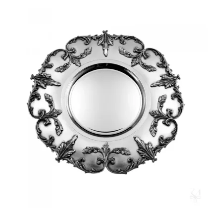 Picture Stylish round silver plate decorated with an acanthus leaf motif - Zaramella Argenti