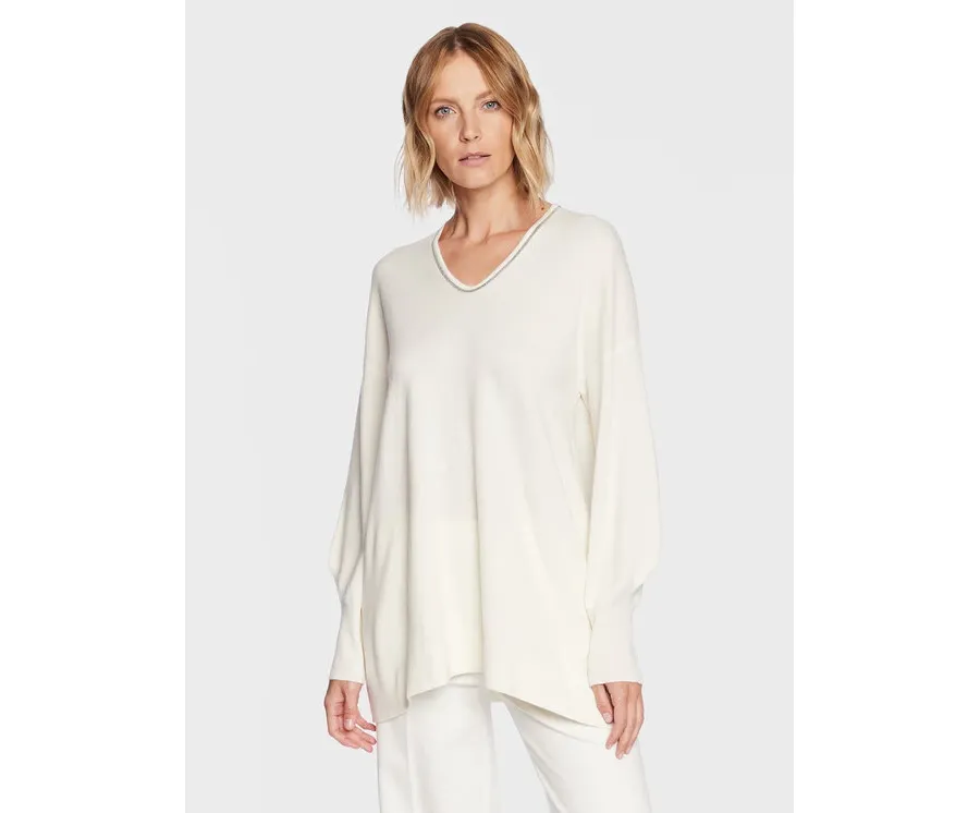 obrazek 1 Fabiana Filippi Sweter MAD222W028 Écru Relaxed Fit