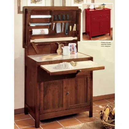 Zdjęcie Oryginalny, włoski kredens wyposażony w marmurowy blat i wałek do ciasta - Fratelli Mirandola