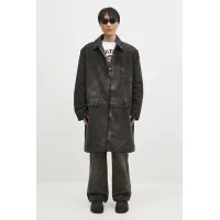 Zdjęcie Rick Owens płaszcz bawełniany Jumbo Mac kolor szary zimowy oversize DU02D2968.MO