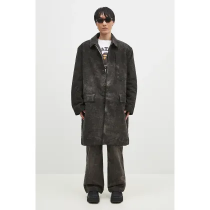 Zdjęcie Rick Owens płaszcz bawełniany Jumbo Mac kolor szary zimowy oversize DU02D2968.MO