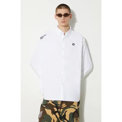 Zdjęcie AAPE koszula bawełniana męska kolor biały regular z kołnierzykiem button-down AAPSTM8470XXM