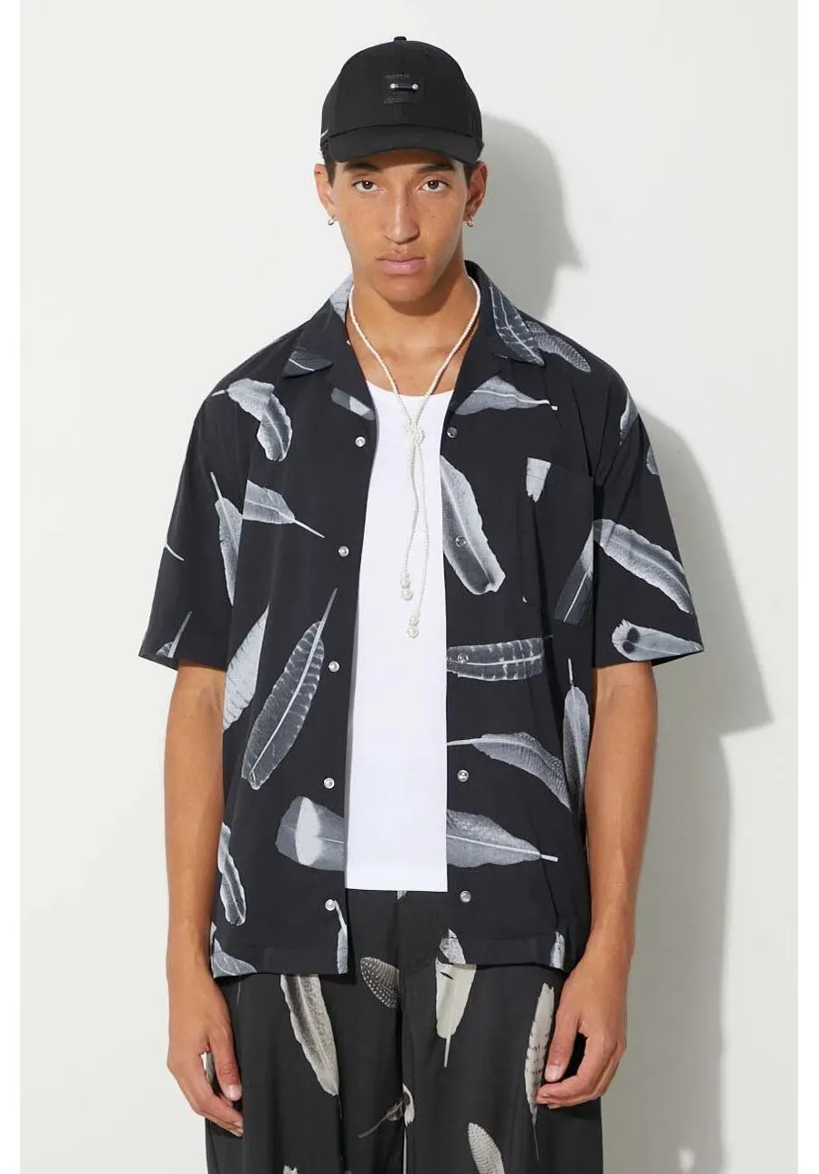 obrazek 1 Marcelo Burlon koszula bawełniana Aop Wind Feather Hawaii męska kolor czarny relaxed