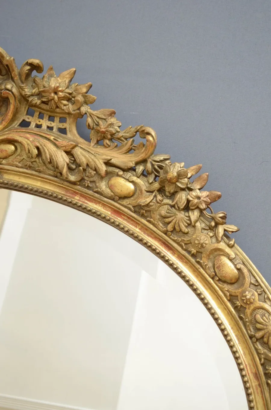 obrazek 6 Duże owalne lustro ścienne z epoki wiktoriańskiej