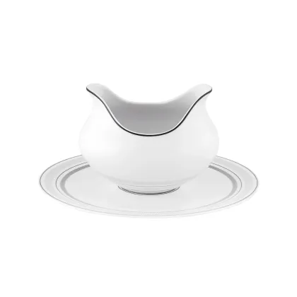 Zdjęcie Sosjerka z podstawką z porcelany z kolekcji Elegant z delikatnym ozdobnym wykończeniem - Vista Alegre