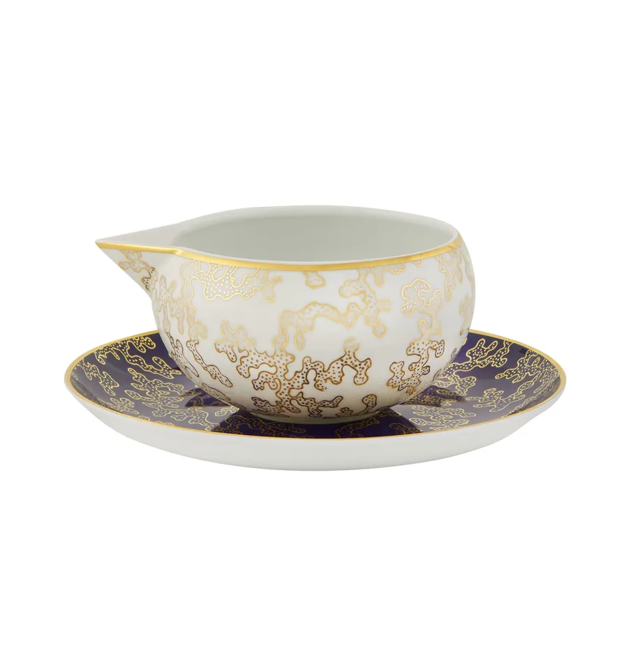 obrazek 1 Luksusowa porcelanowa sosjerka ze spodkiem Caillouté ze złotym motywem - Vista Alegre