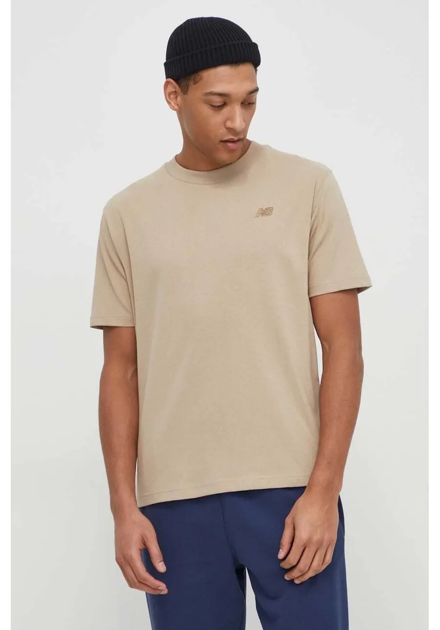 obrazek 1 New Balance t-shirt bawełniany MT41533SOT męski kolor beżowy z aplikacją