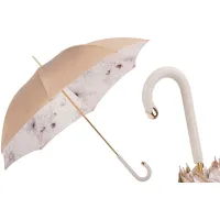 Picture A unique women's ivory umbrella decorated with a subtle flower motif - Pasotti