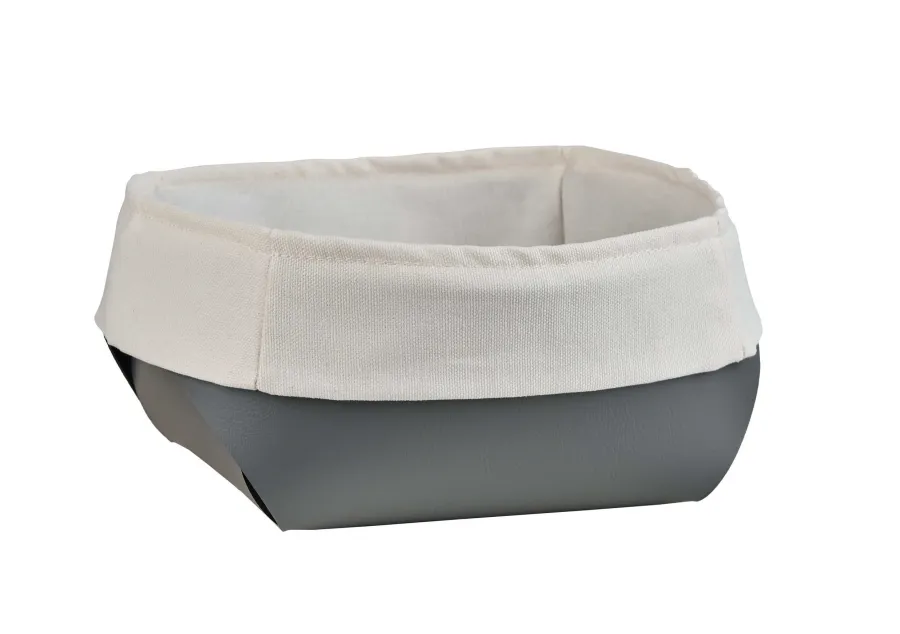 obrazek 3 Piękny skórzany koszyk Flora w kolorze szarym