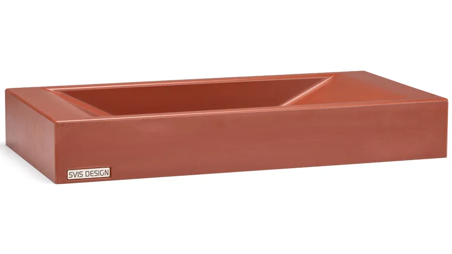 obrazek 2 Unikalna umywalka 60 cm SIRIUS BASIC – ceglasty, bez dekoru, lakier matowy
