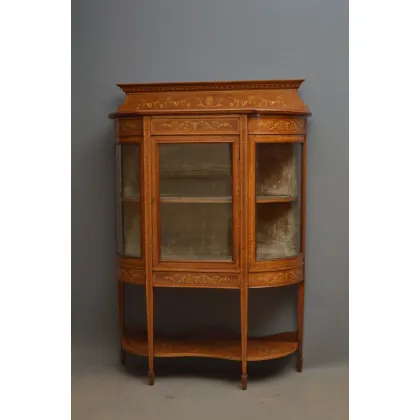 Zdjęcie Oszałamiająca edwardiańska, mahoniowa i inkrustowana witryna/gablota