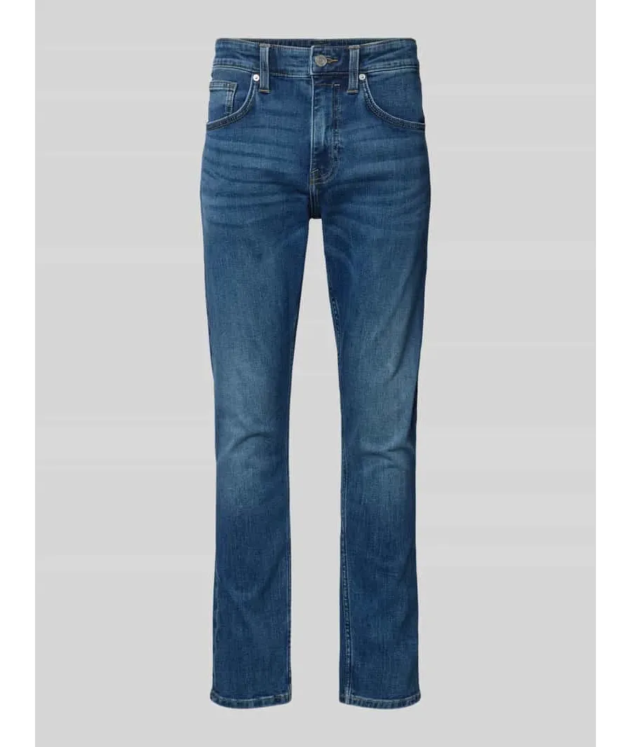 obrazek 1 Jeansy o kroju tapered leg z wysokim stanem i szwami w kontrastowym kolorze model ‘MAURO’