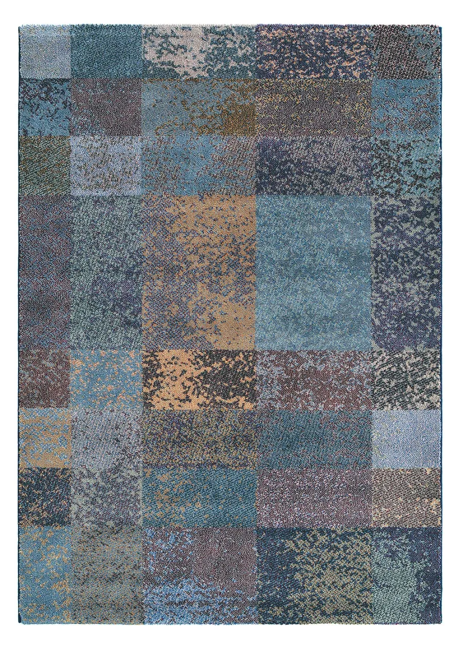 Niebieski Dywan Geomertyczny - PRADO VINTAGE 21108