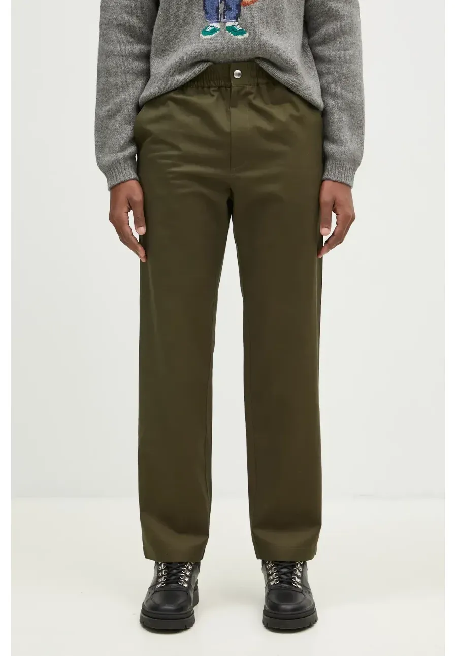 obrazek 1 Maison Kitsuné spodnie bawełniane Casual Pants kolor zielony proste MM01119WW0122