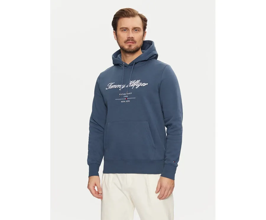 obrazek 1 Tommy Hilfiger Bluza Script Logo MW0MW33631 Niebieski Regular Fit