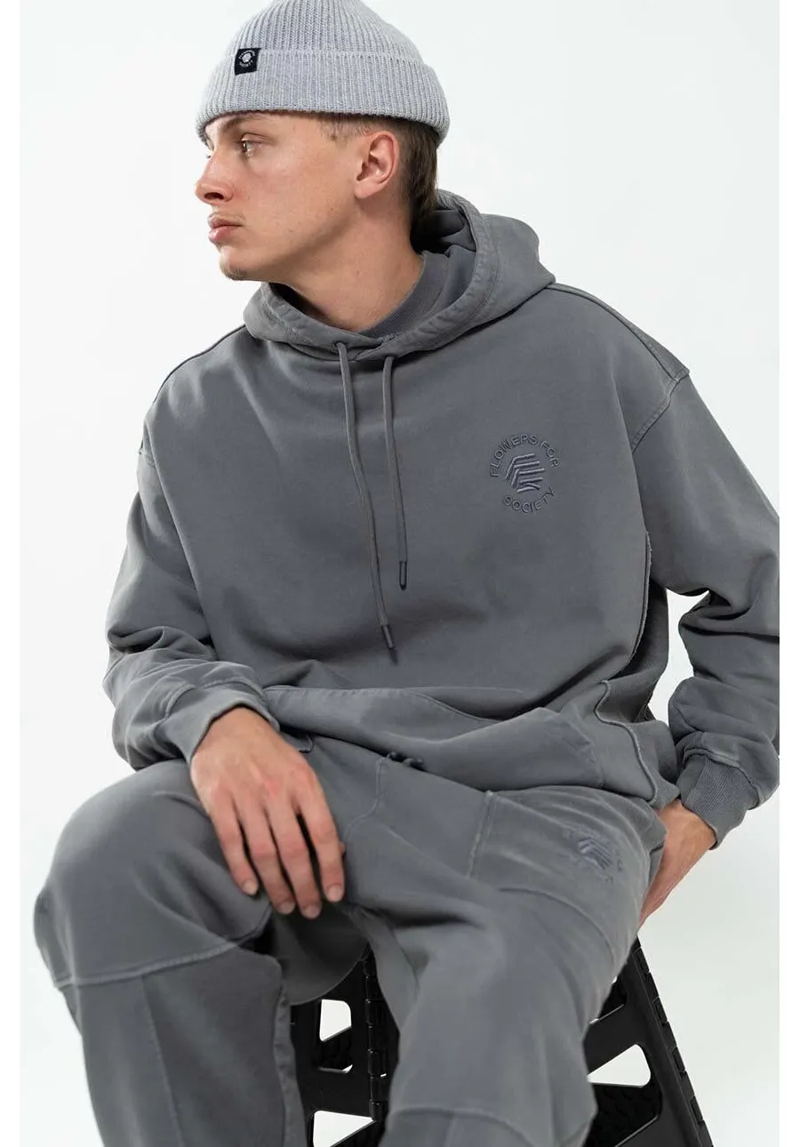 obrazek 1 Flowers for Society bluza bawełniana Basic Hoodie męska kolor szary z kapturem gładka FFSAPP096