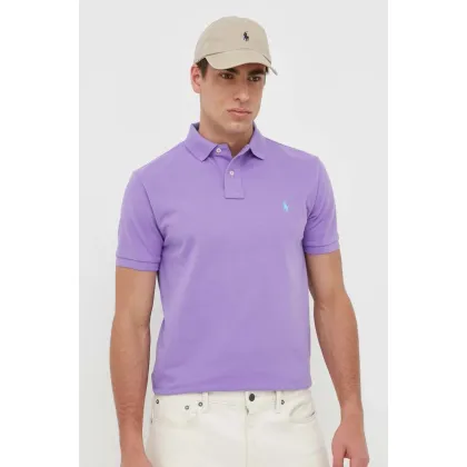 Zdjęcie Polo Ralph Lauren polo bawełniane kolor fioletowy gładki