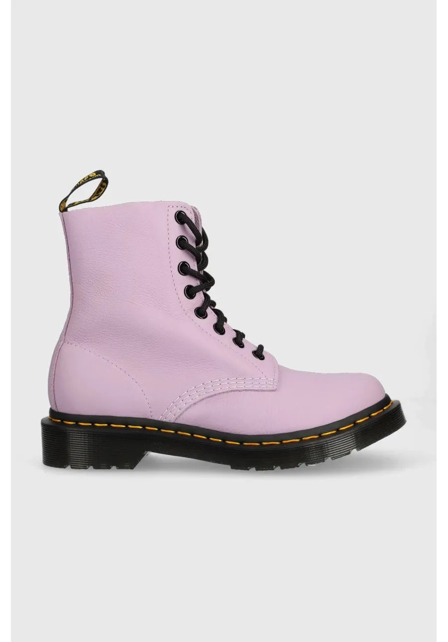obrazek 1 Dr. Martens workery skórzane 1460 Pascal damskie kolor fioletowy na płaskim obcasie DM30689308