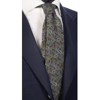 Zdjęcie Wyróżniający się krawat w kolorze khaki z kolorowymi wzorami paisley