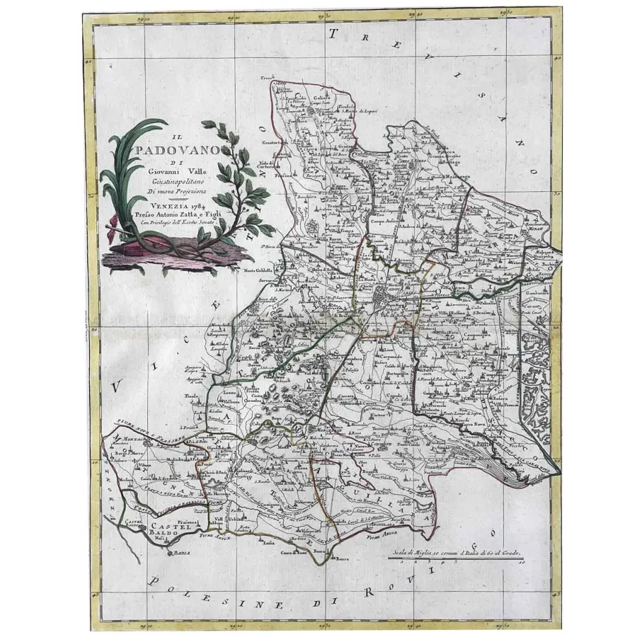 obrazek 2 Starożytna mapa Padwy autorstwa Giovanniego Valle Giustinopolitano z XVIII wieku