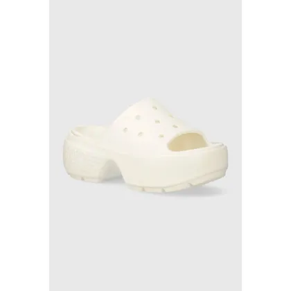 Zdjęcie Crocs klapki Stomp Slide damskie kolor beżowy na platformie 209346