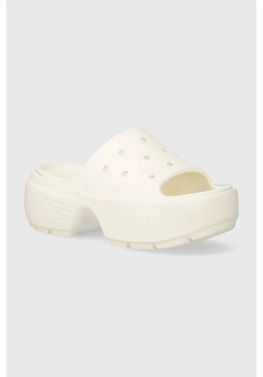obrazek 1 Crocs klapki Stomp Slide damskie kolor beżowy na platformie 209346