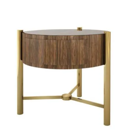 Zdjęcie Stolik nocny ze strukturą z pozłacanego metalu - Ana Roque