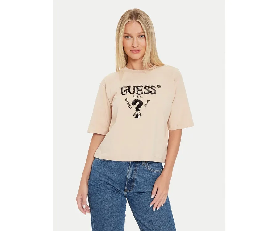 obrazek 1 Guess T-Shirt Aurelie V4YI06 I3Z14 Beżowy Boxy Fit
