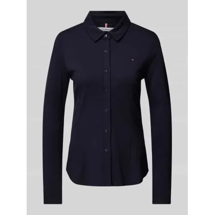 Zdjęcie Bluzka koszulowa o kroju slim fit z wyhaftowanym logo