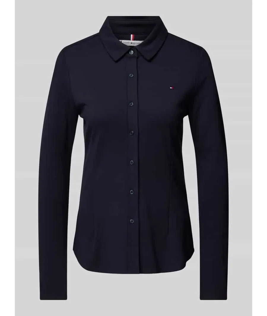 obrazek 1 Bluzka koszulowa o kroju slim fit z wyhaftowanym logo