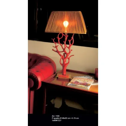 Zdjęcie Wyjątkowa lampa z czerwonym koralem i żółtym prostokątnym kloszem - Il Paralume Marina