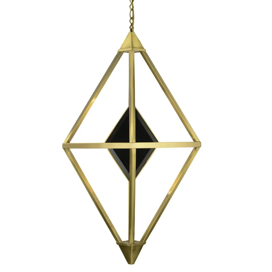 obrazek 3 Lampa wisząca z mosiądzu z dekoracyjnymi elementami szklanymi H.185xL.35xP.35 cm