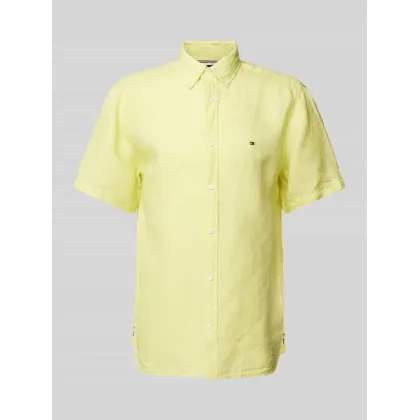 Zdjęcie Koszula lniana o kroju regular fit z kołnierzykiem typu button down
