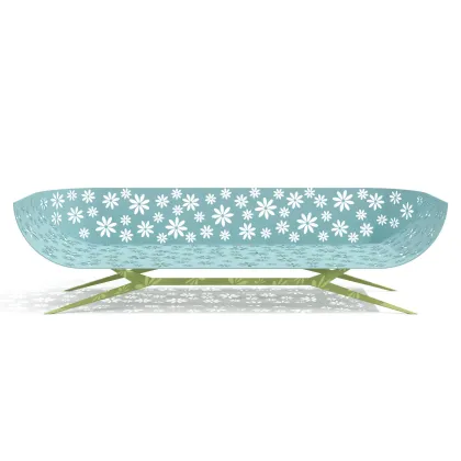 Picture Portuguese three-seater garden sofa in powder-coated light blue aluminum