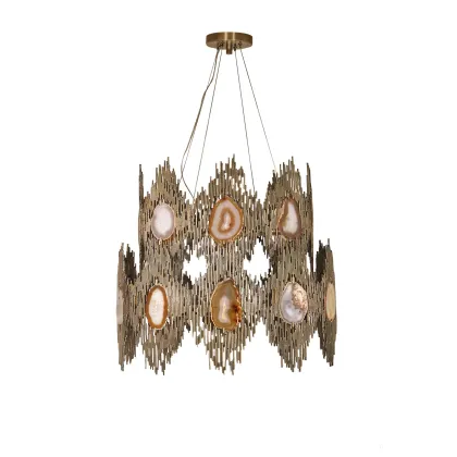 Picture Elite chandelier made of brass and agate stones