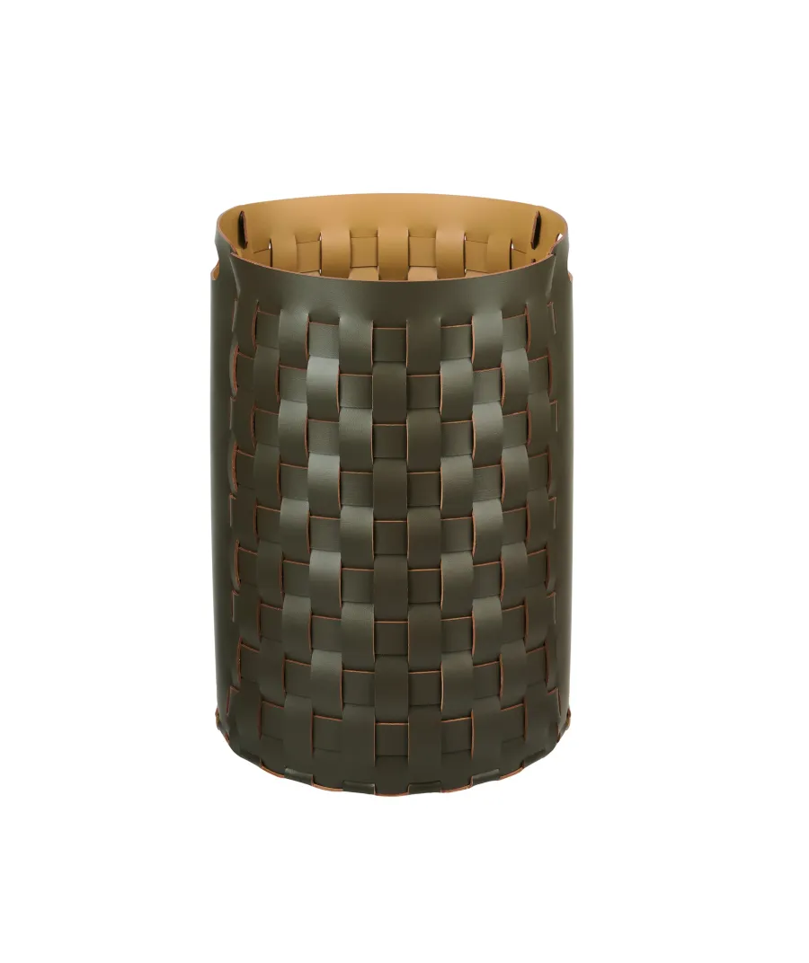 obrazek 1 Stylowy kosz Bottega Ø40xH57 cm w kolorze ciemnooliwkowym