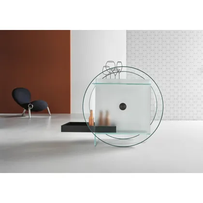 Zdjęcie Szklany wózek barowy z czarną lakierowaną tacą - Tonelli Design