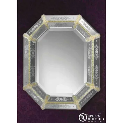 Zdjęcie Zjawiskowe lustro ścienne ze szkła Murano do eleganckich wnętrz