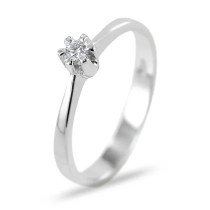 Zdjęcie Złoty pierścionek Solitaire z subtelnym diamentem