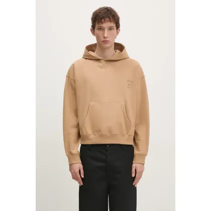 Zdjęcie JW Anderson bluza bawełniana Anchor Logo Hoodie kolor beżowy z kapturem z aplikacją JW0183.PG1631.132