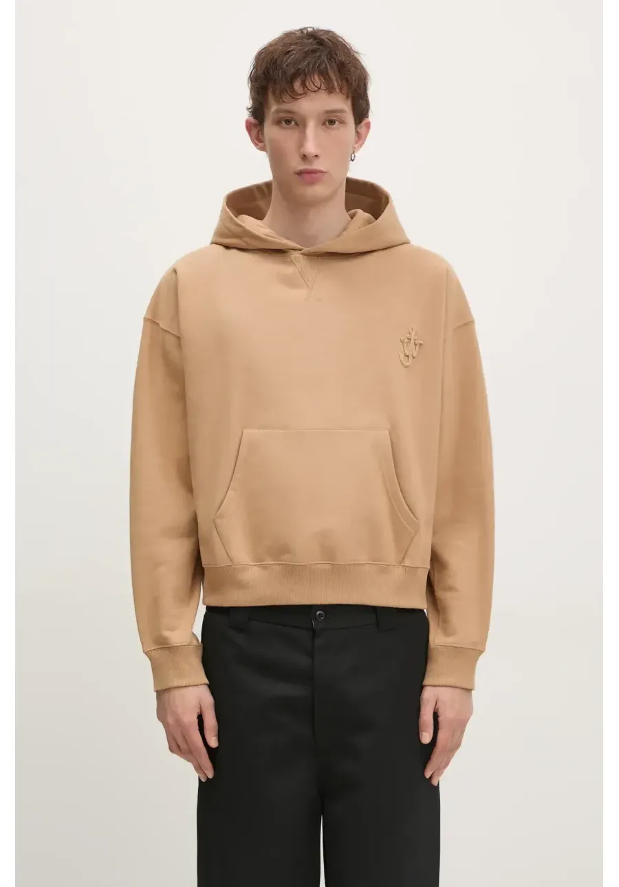 obrazek 1 JW Anderson bluza bawełniana Anchor Logo Hoodie kolor beżowy z kapturem z aplikacją JW0183.PG1631.132