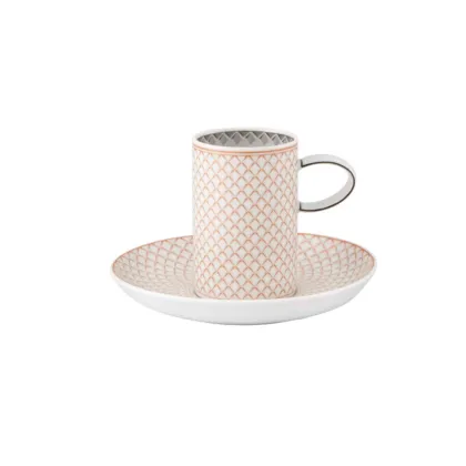 Picture Maya porcelain coffee cup and saucer with a unique geometric pattern - Vista Alegre