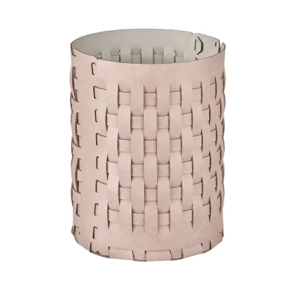 Zdjęcie Skórzany kosz Bottega Ø20xH25 cm w stylowym kolorze złamanego pudrowego różu