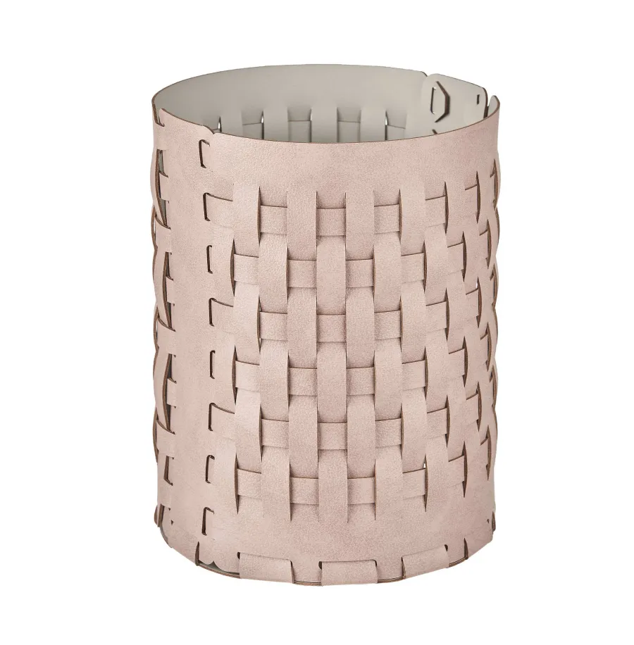 obrazek 1 Skórzany kosz Bottega Ø20xH25 cm w stylowym kolorze złamanego pudrowego różu