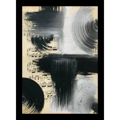 Zdjęcie Black no 14. Akryl na starych, archiwalnych nutach, 34 x 27 cm